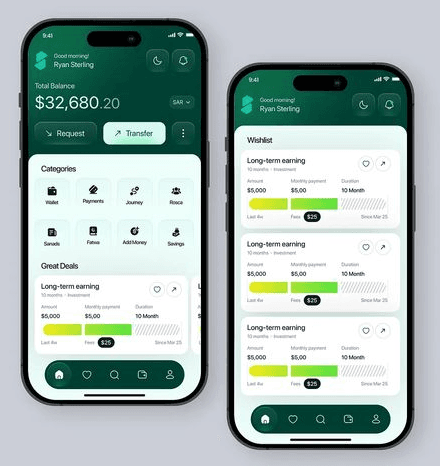 Fintech application interface designed by Elvion Solutions